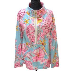Women's Lilly Pulitzer Skipper Popover Breakwater Blue Lolita Size Large